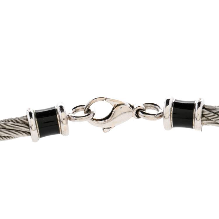 Pre Owned Charriol Silver Tone Cable Wire Enamel Choker Necklace