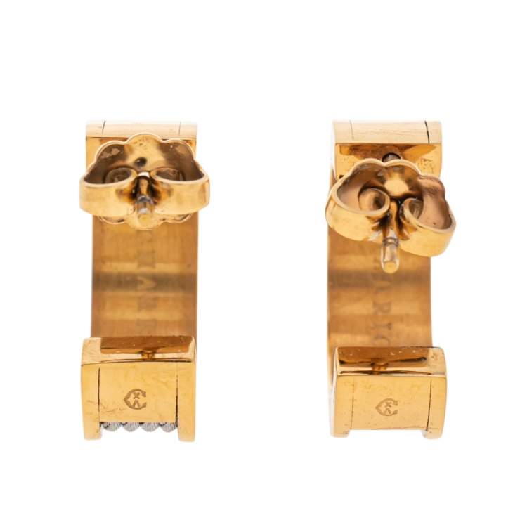 Pre Owned Charriol Forever Yellow Gold PVD Coated Cable Hoop Earrings