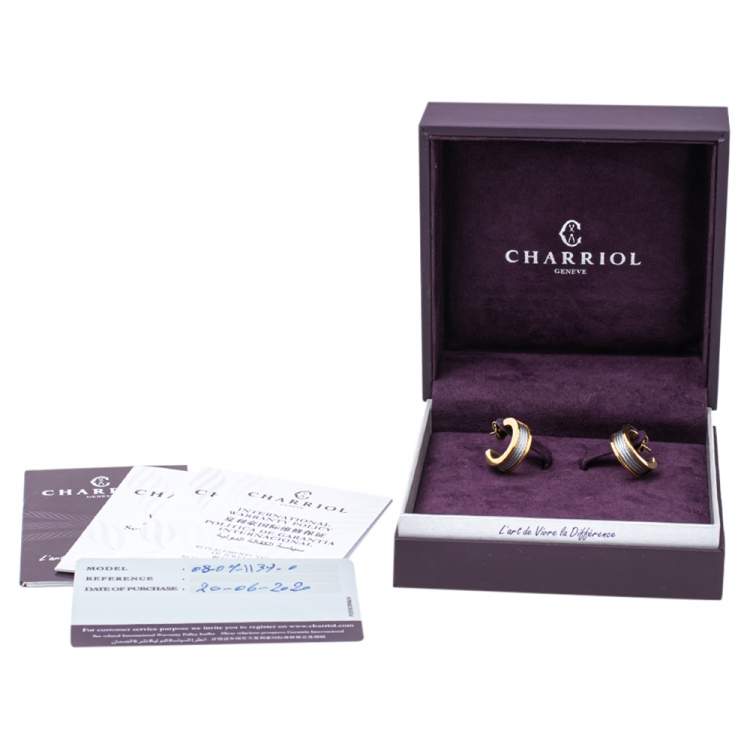 Pre Owned Charriol Forever Yellow Gold PVD Coated Cable Hoop Earrings
