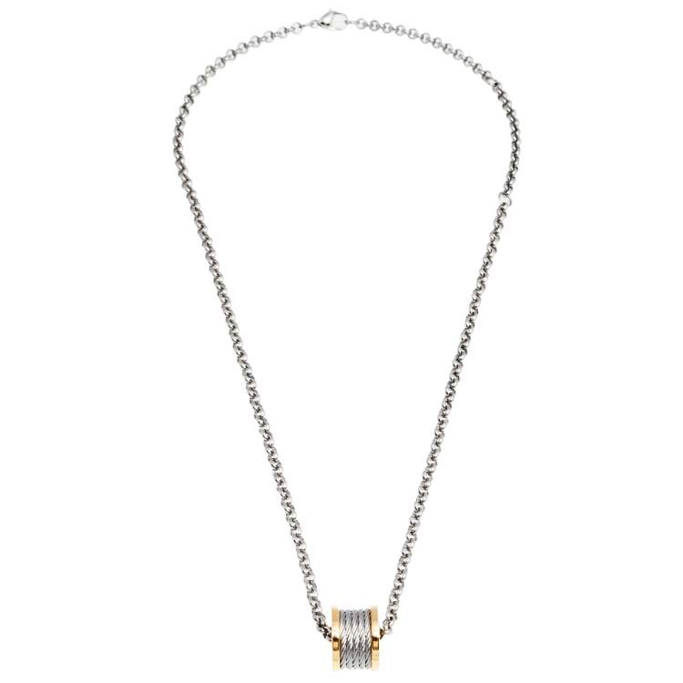Pre Owned Charriol Forever Gold PVD Coated Cable Ring Pendant Necklace