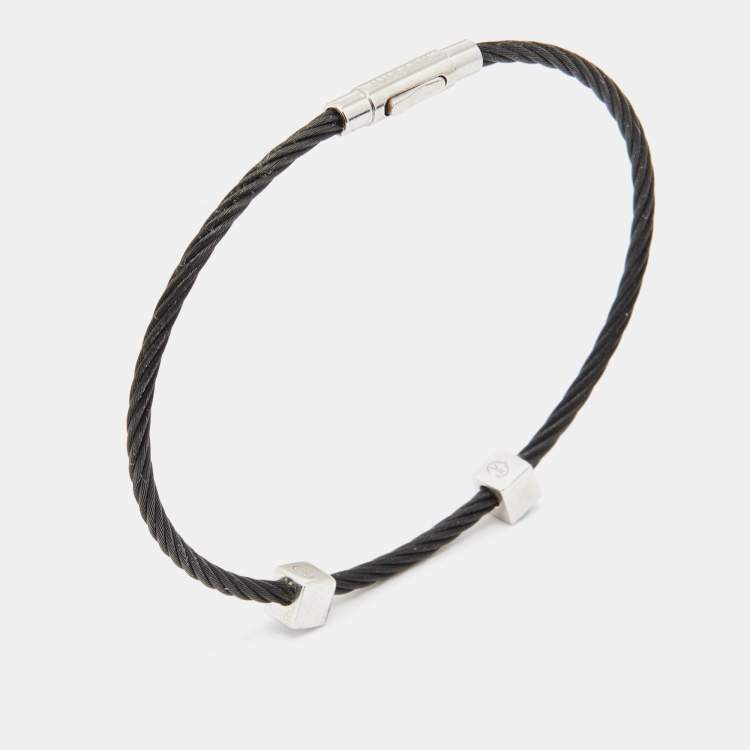 Pre Owned Charriol Laetitia Black PVD Coated Steel Mother of Pearl Station Bangle Braclet