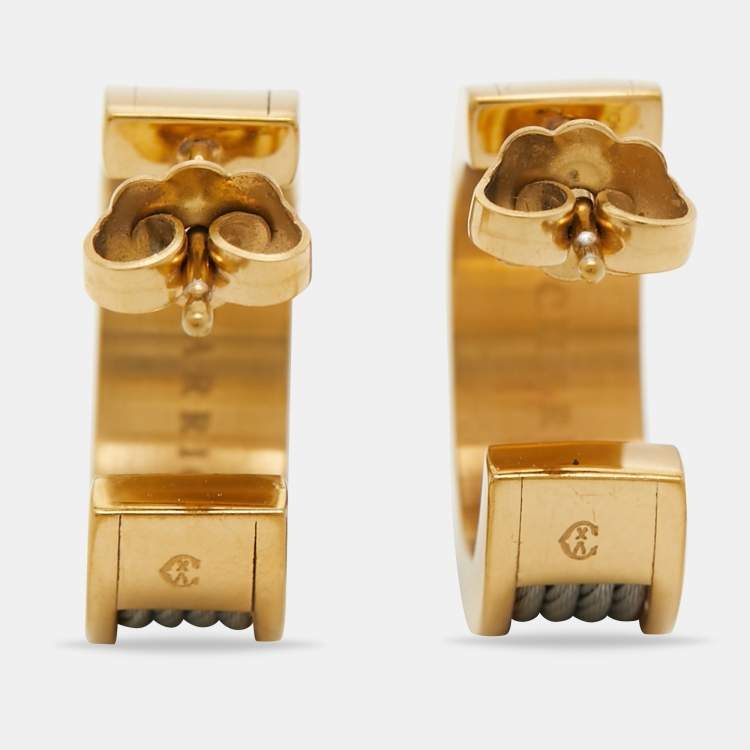Pre Owned Charriol Forever Yellow Gold PVD Coated Cable Hoop Earrings