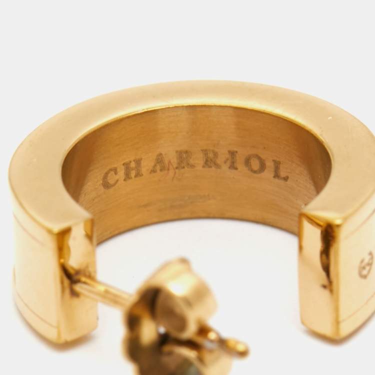 Pre Owned Charriol Forever Yellow Gold PVD Coated Cable Hoop Earrings