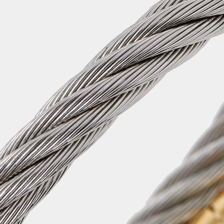 Pre Owned Charriol Silver Steel & Gold Tone Celtic Olive Cable Bracelet