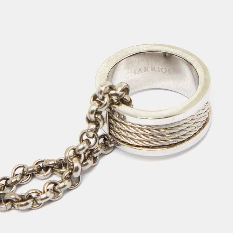 Pre Owned Charriol Silver Chain & Twisted Cable Ring Pendant Forever Necklace