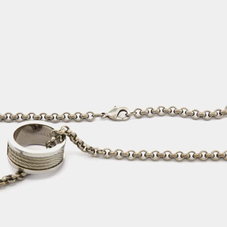 Pre Owned Charriol Silver Chain & Twisted Cable Ring Pendant Forever Necklace