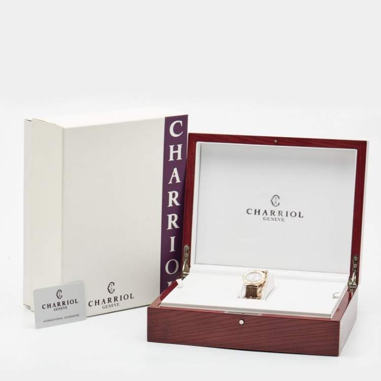 Pre Owned Charriol Mother of Pearl Rose Gold Plated Stainless Steel St-Tropez ST30PW.563.003 Women's Wristwatch 30 mm