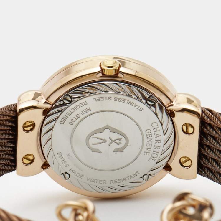 Pre Owned Charriol Mother of Pearl Rose Gold Plated Stainless Steel St-Tropez ST30PW.563.003 Women's Wristwatch 30 mm