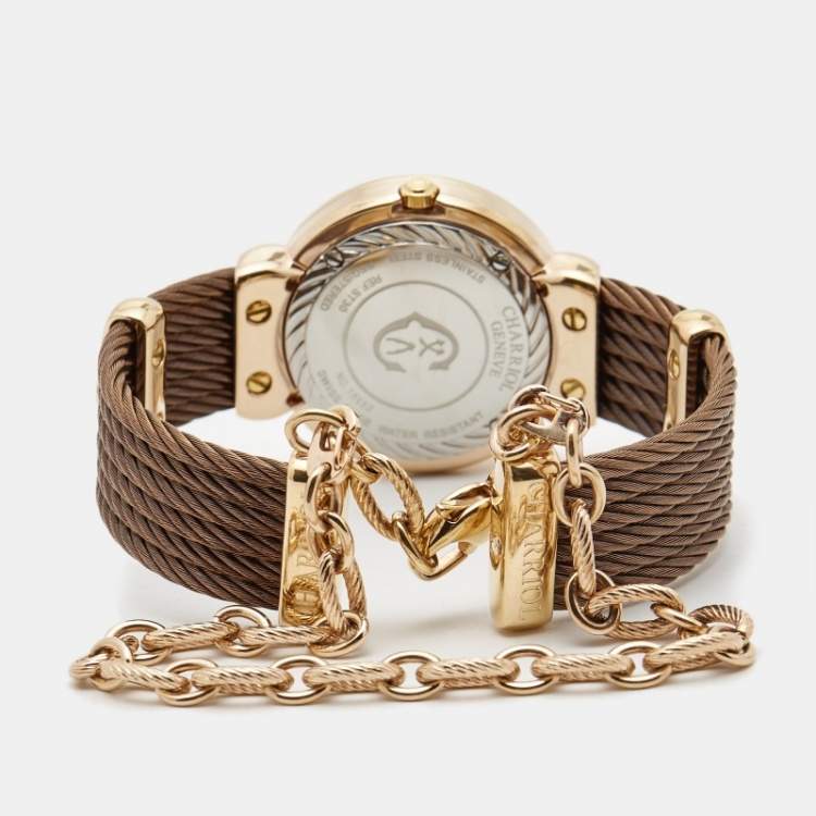 Pre Owned Charriol Mother of Pearl Rose Gold Plated Stainless Steel St-Tropez ST30PW.563.003 Women's Wristwatch 30 mm