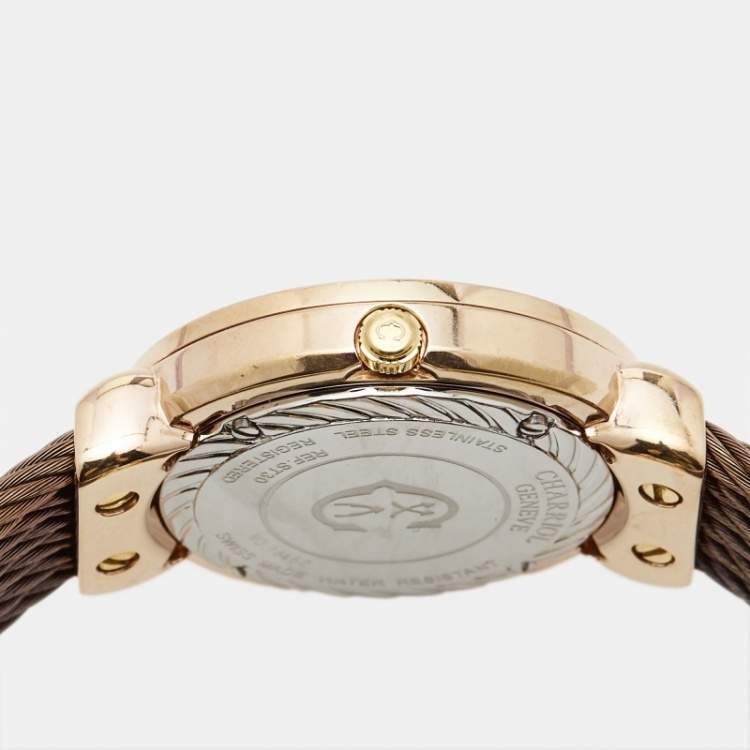 Pre Owned Charriol Mother of Pearl Rose Gold Plated Stainless Steel St-Tropez ST30PW.563.003 Women's Wristwatch 30 mm