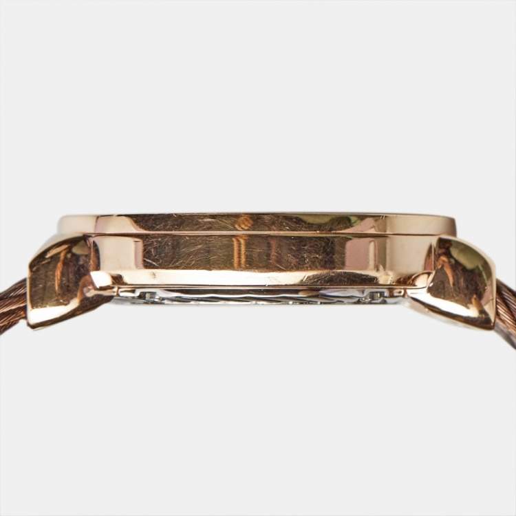 Pre Owned Charriol Mother of Pearl Rose Gold Plated Stainless Steel St-Tropez ST30PW.563.003 Women's Wristwatch 30 mm