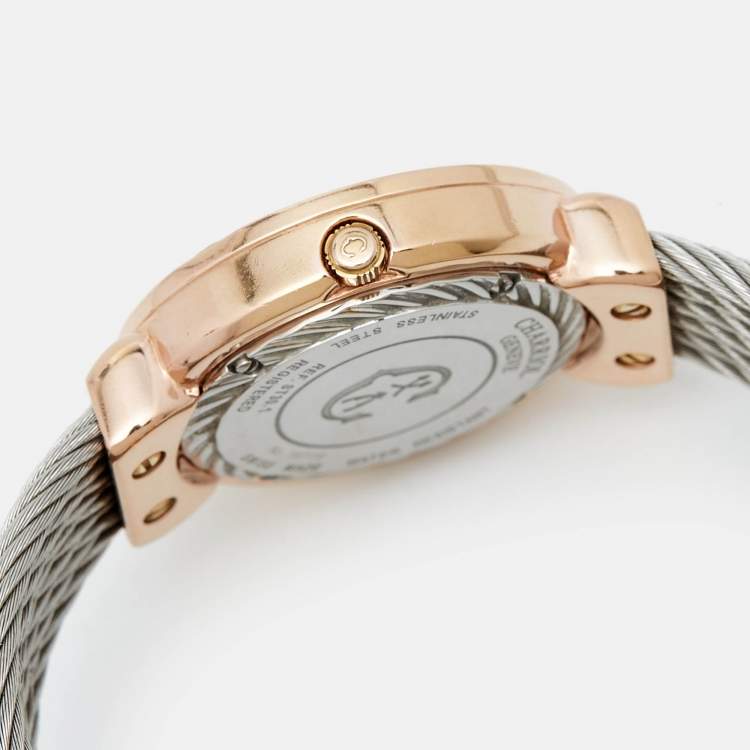 Pre Owned Charriol Mother Of Pearl Gold Plated And Stainless Steel St-Tropez ST30PC.560.014 Women's Wristwatch 30 mm
