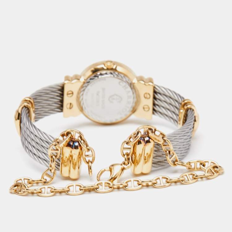 Pre Owned Charriol Mother Of Pearl Two-Tone Stainless Steel ST-Tropez Ref.028/3 Women's Wristwatch 24.50 mm
