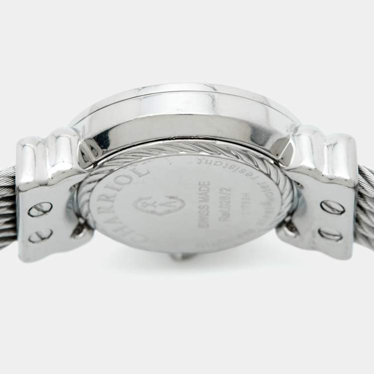 Pre Owned Charriol Mother Of Pearl Diamond Stainless Steel St Tropez Classic Ref. 028/2 Women's Wristwatch 24.50 mm