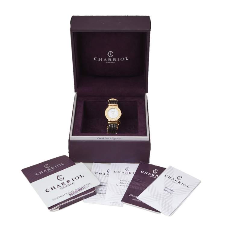 Pre Owned Charriol Mother Of Pearl Stainless Steel Yellow Gold Plated St Tropez Classic 028C.540.326 Women's Wristwatch 24.50 mm