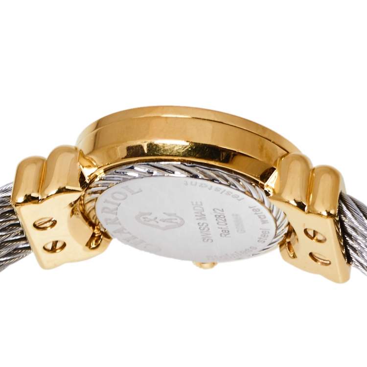 Pre Owned Charriol Mother Of Pearl Stainless Steel Yellow Gold Plated St Tropez Classic 028C.540.326 Women's Wristwatch 24.50 mm