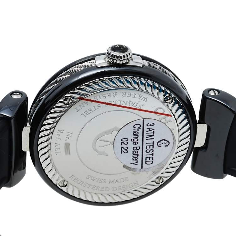 Pre Owned Charriol White Ceramic & Stainless Steel Rubber AEL AE33CB.173.004 Women's Wristwatch 33 mm