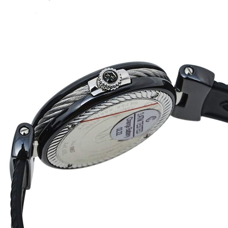 Pre Owned Charriol White Ceramic & Stainless Steel Rubber AEL AE33CB.173.004 Women's Wristwatch 33 mm