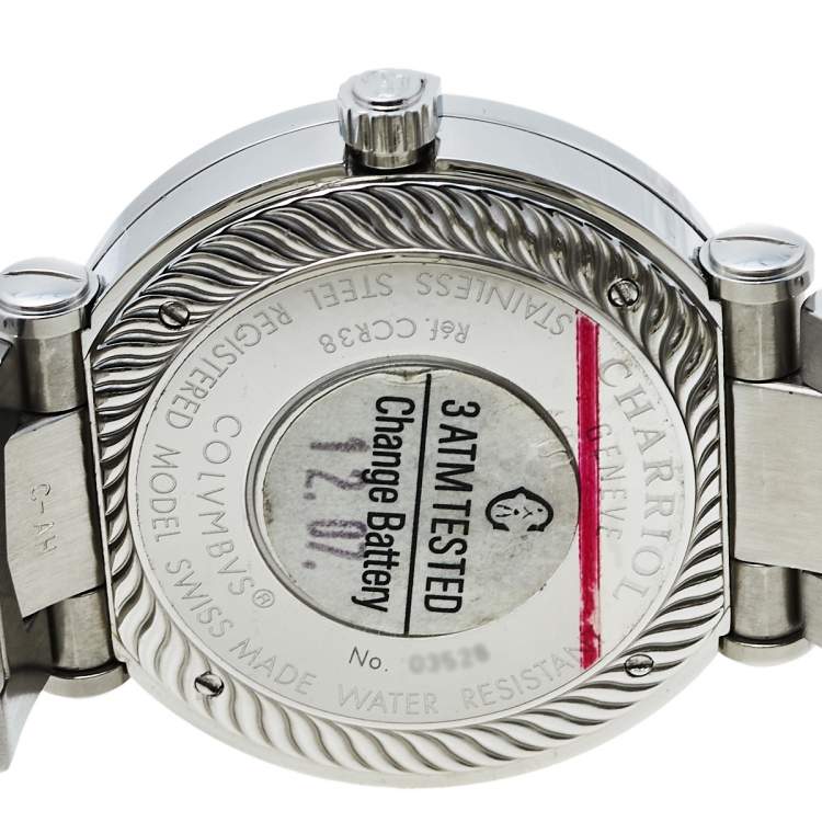 Pre Owned Charriol Pink Stainless Steel Diamonds Colvmbvs CCR38 Women's Wristwatch 38 mm