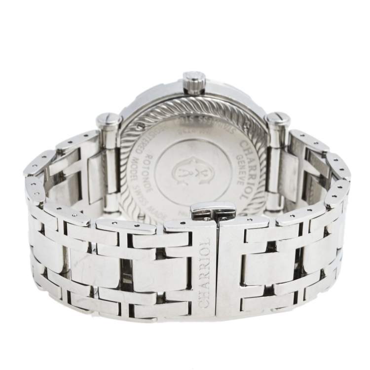Pre Owned Charriol Black Stainless Steel Rotonde Ref.RT38 Women's Wristwatch 38 mm