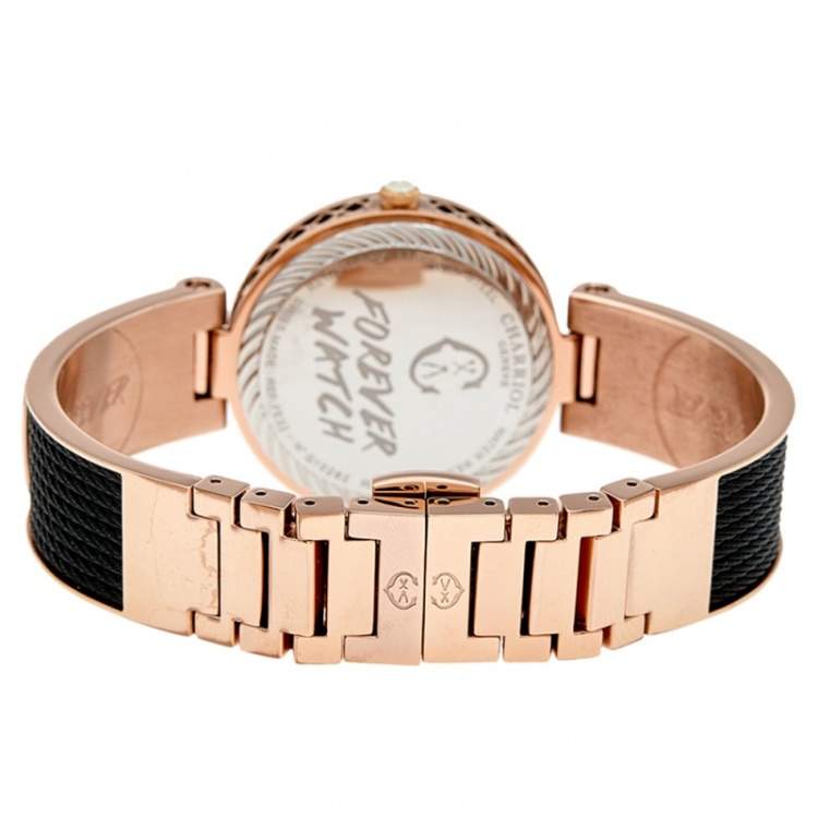 Pre Owned Charriol Mother of Pearl Diamond Two Tone PVD Coated Stainless Steel Forever FE32302016 Women's Wristwatch 32 mm
