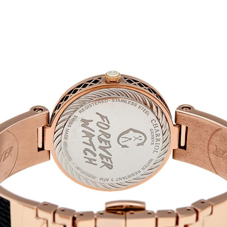Pre Owned Charriol Mother of Pearl Diamond Two Tone PVD Coated Stainless Steel Forever FE32302016 Women's Wristwatch 32 mm