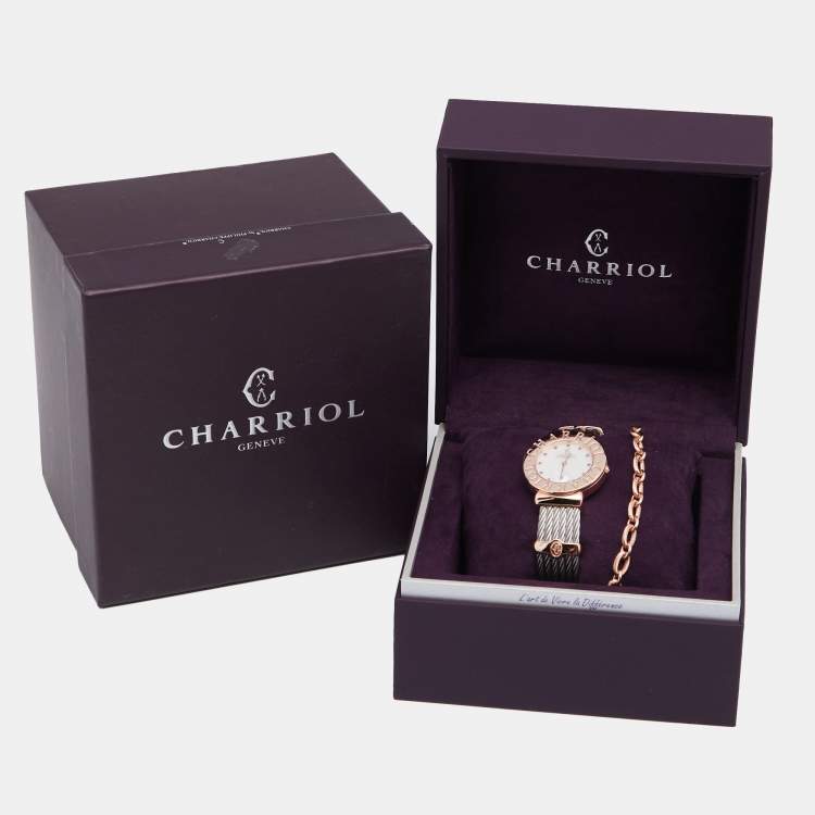 Pre Owned Charriol Mother of Pearl Two Tone Stainless Steel St. Tropez ST30CP1.560.023 Women's Wristwatch 30 mm