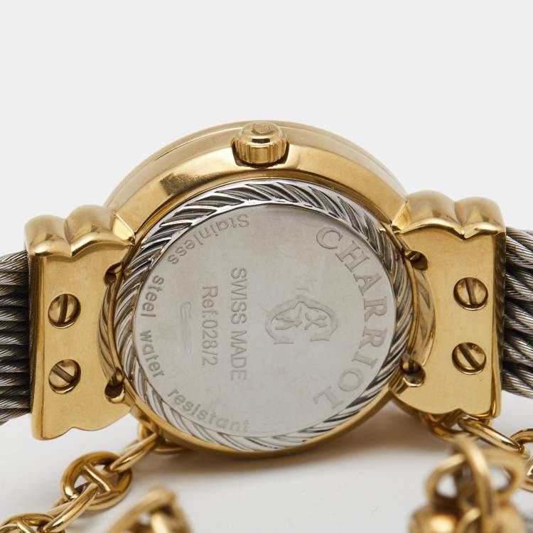 Pre Owned Charriol Mother of Pearl Two Tone Stainless Steel St-Tropez Ref.028/2 Women's Wristwatch 24.5 mm