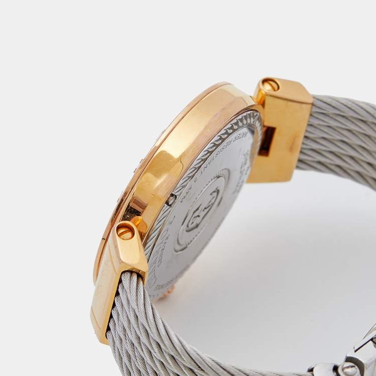 مملوكة مسبقًا Charriol Mother Of Pearl Rose Gold Plated Stainless Steel Alexandre C Women's Wristwatch 34 mm