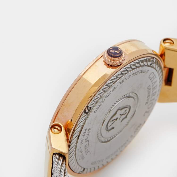 مملوكة مسبقًا Charriol Mother Of Pearl Rose Gold Plated Stainless Steel Alexandre C Women's Wristwatch 34 mm