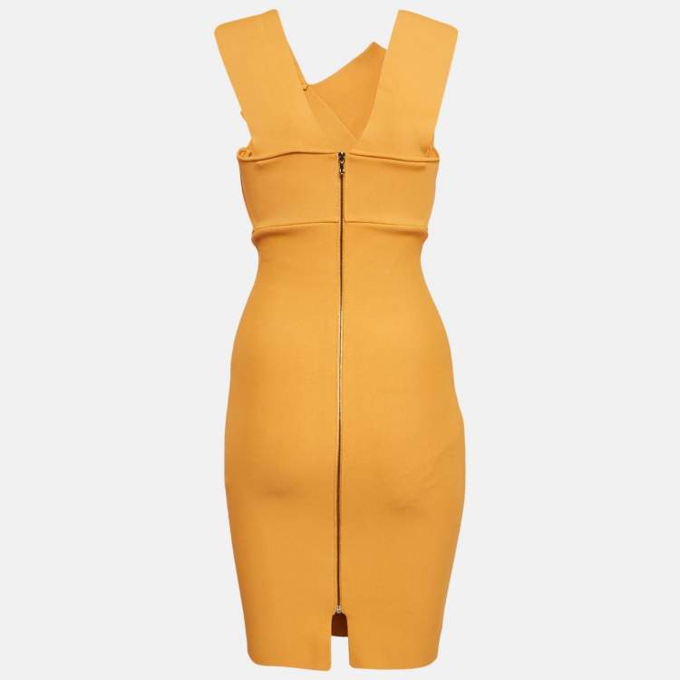مملوكة مسبقًا Roland Mouret Coral Orange Jersey Bodycon Mini Dress S