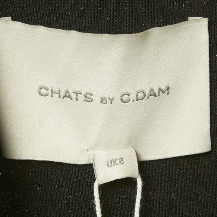Pre Owned Chats By C.Dam Black Jersey Asymmetric Draped Gown S