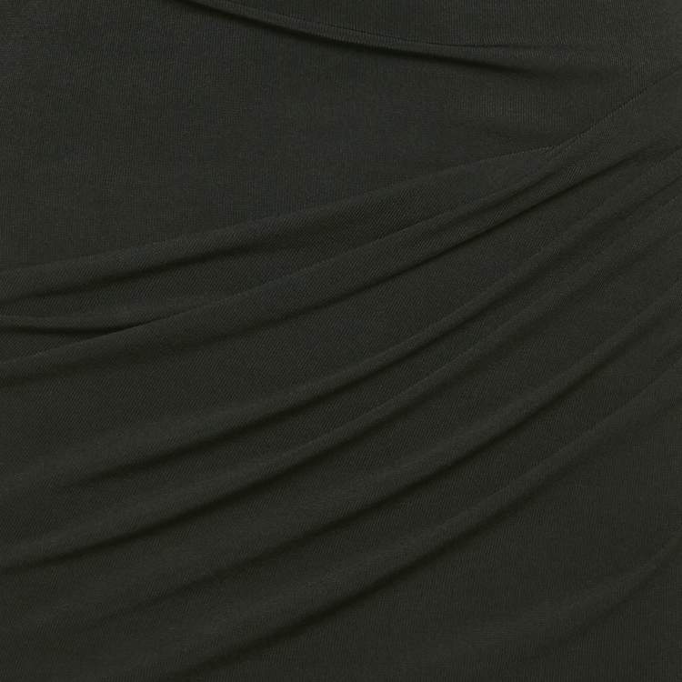 Pre Owned Chats By C.Dam Black Jersey Asymmetric Draped Gown S