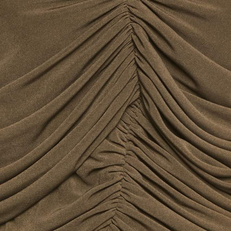 Pre Owned Chat's by C.Dam Brown Jersey Ruche Bodysuit S