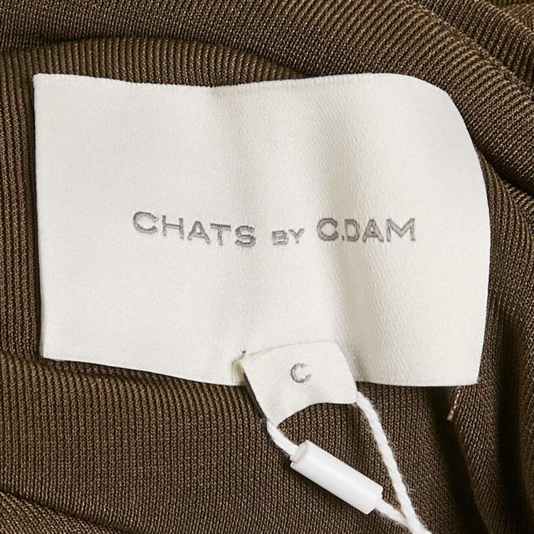 Pre Owned Chat's by C.Dam Brown Jersey Ruche Bodysuit S