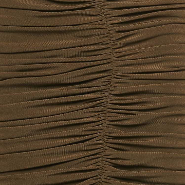 Pre Owned Chat's by C.Dam Brown Jersey Ruche Maxi Skirt S