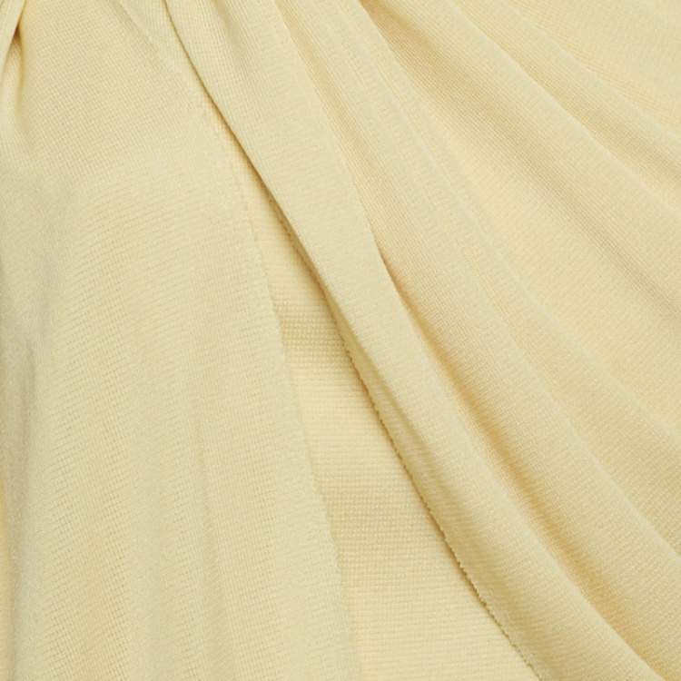 Pre Owned Chats By C.Dam Yellow Jersey One-Shoulder Draped Mini Dress S