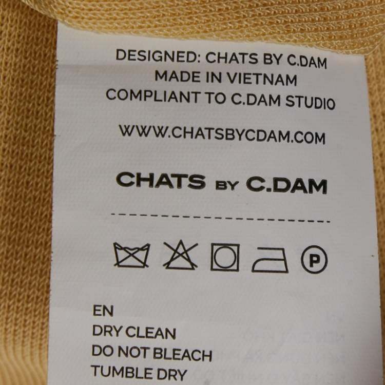 Pre Owned Chats By C.Dam Yellow Jersey One-Shoulder Draped Mini Dress S