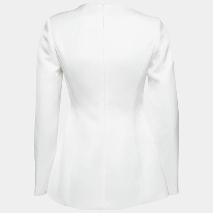 Pre Owned Chats By C.Dam White Crepe Asymmetric Shoulder Esther Blazer S