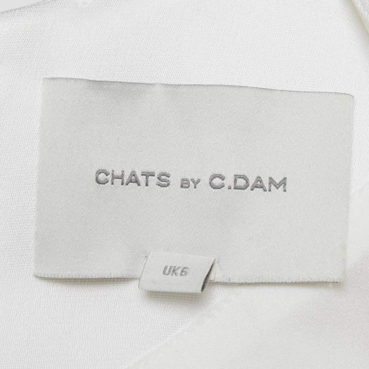 Pre Owned Chats By C.Dam White Crepe Asymmetric Shoulder Esther Blazer S