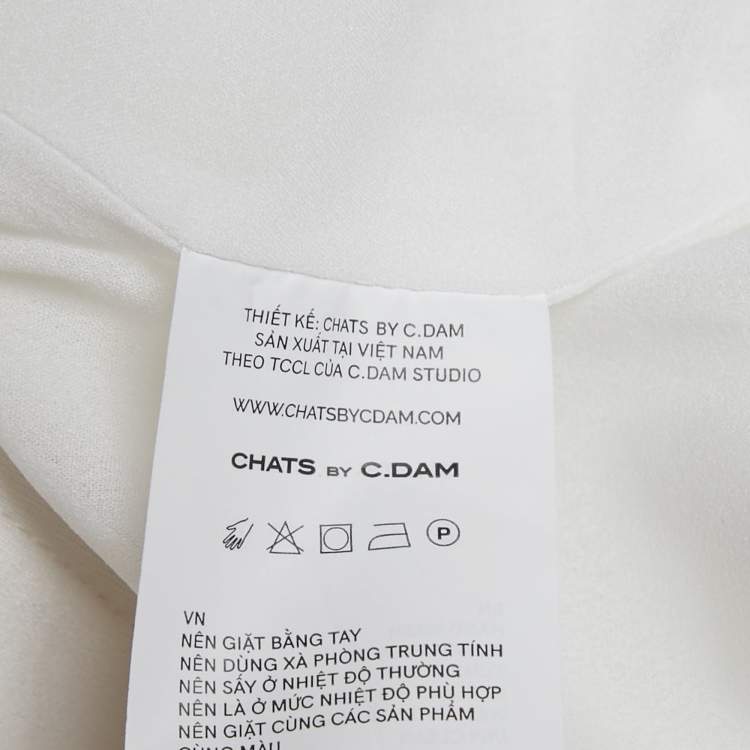 Pre Owned Chats By C.Dam White Crepe Asymmetric Shoulder Esther Blazer S