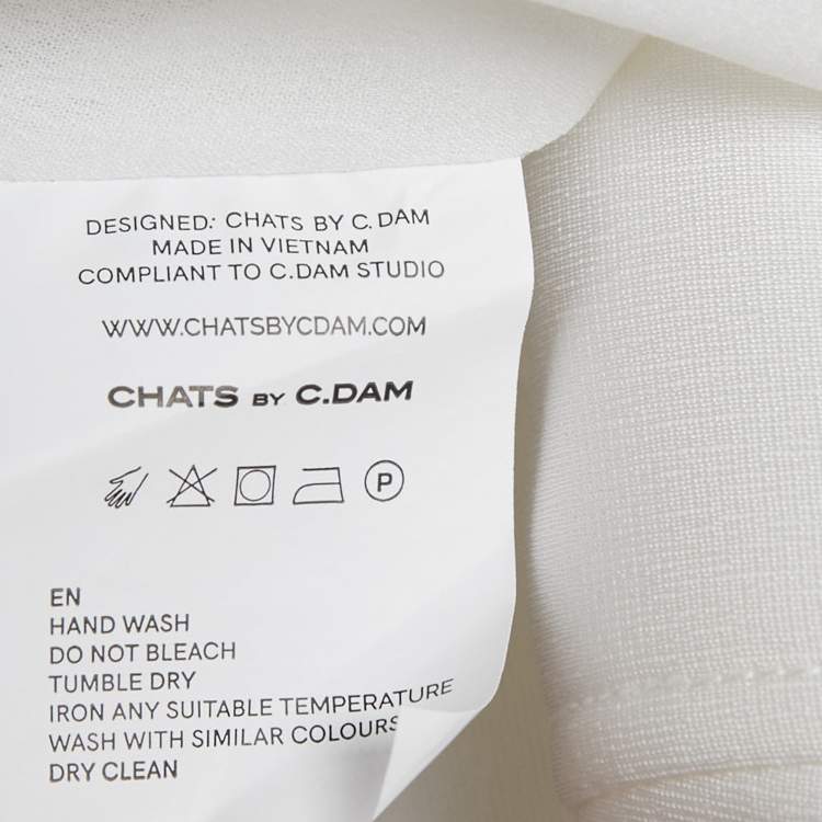 Pre Owned Chats By C.Dam White Crepe Asymmetric Shoulder Esther Blazer S