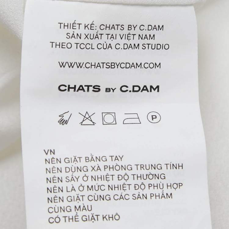 Pre Owned Chats By C.Dam White Crepe Asymmetric Plisse Esther Midi Skirt S