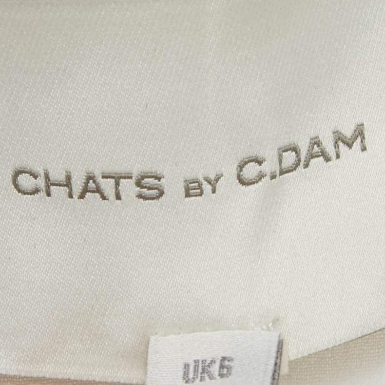 Pre Owned Chats By C.Dam White Crepe Asymmetric Plisse Esther Midi Skirt S