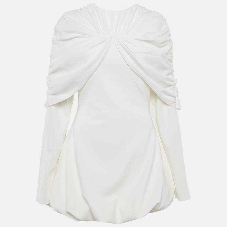 Pre Owned CHATS By C.Dam White Stretch Jersey Bubble Hem Mini Dress S