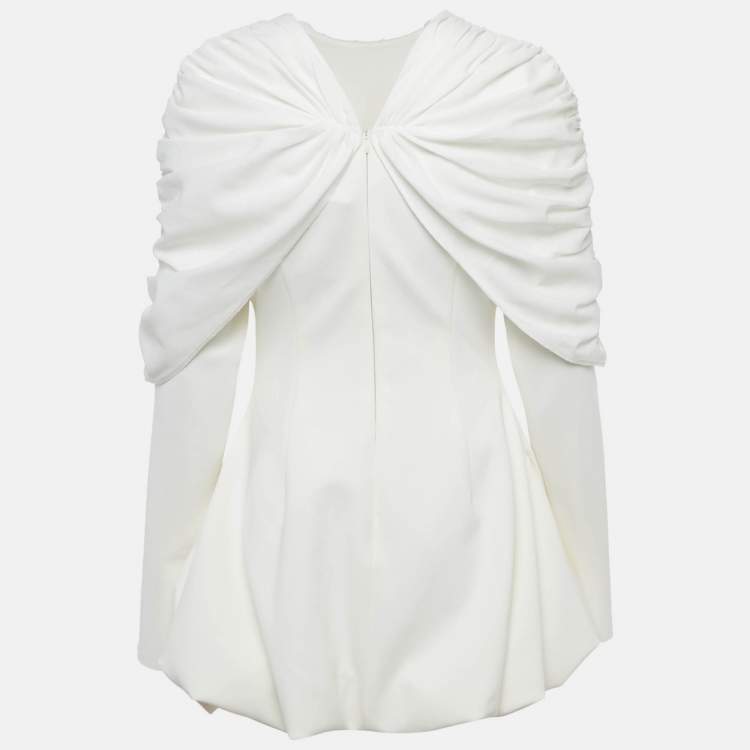 Pre Owned CHATS By C.Dam White Stretch Jersey Bubble Hem Mini Dress S