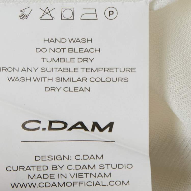 Pre Owned CHATS By C.Dam White Stretch Jersey Bubble Hem Mini Dress S
