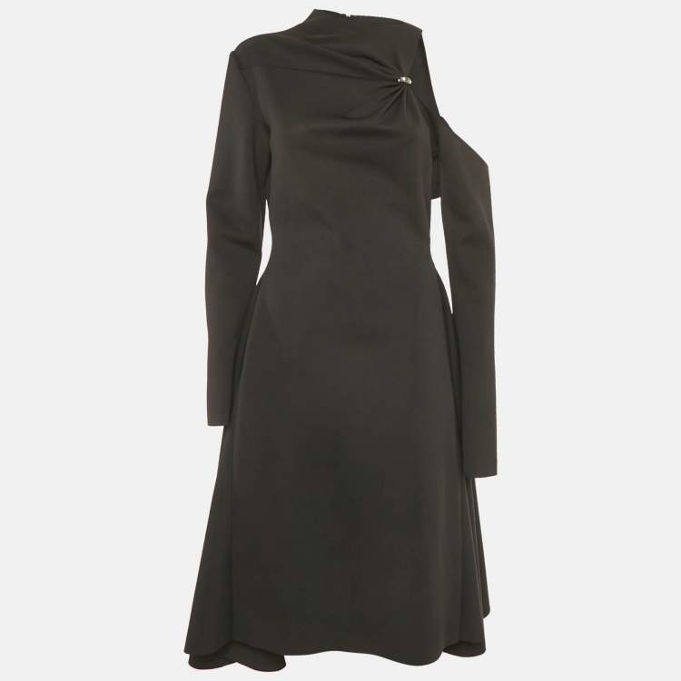 Pre Owned Chats By C.Dam Black Jersey Cut-Out Detail Midi Dress S