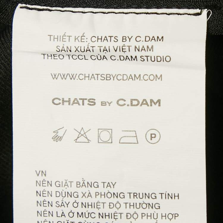 Pre Owned Chats By C.Dam Black Jersey Cut-Out Detail Midi Dress S