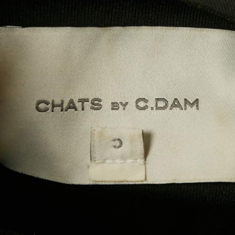 Pre Owned Chats By C.Dam Black Jersey Cut-Out Detail Midi Dress S